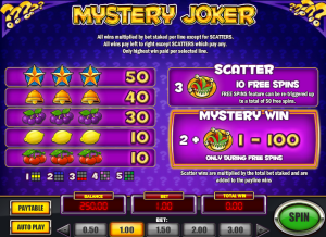 Mystery joker infografic - Paytable